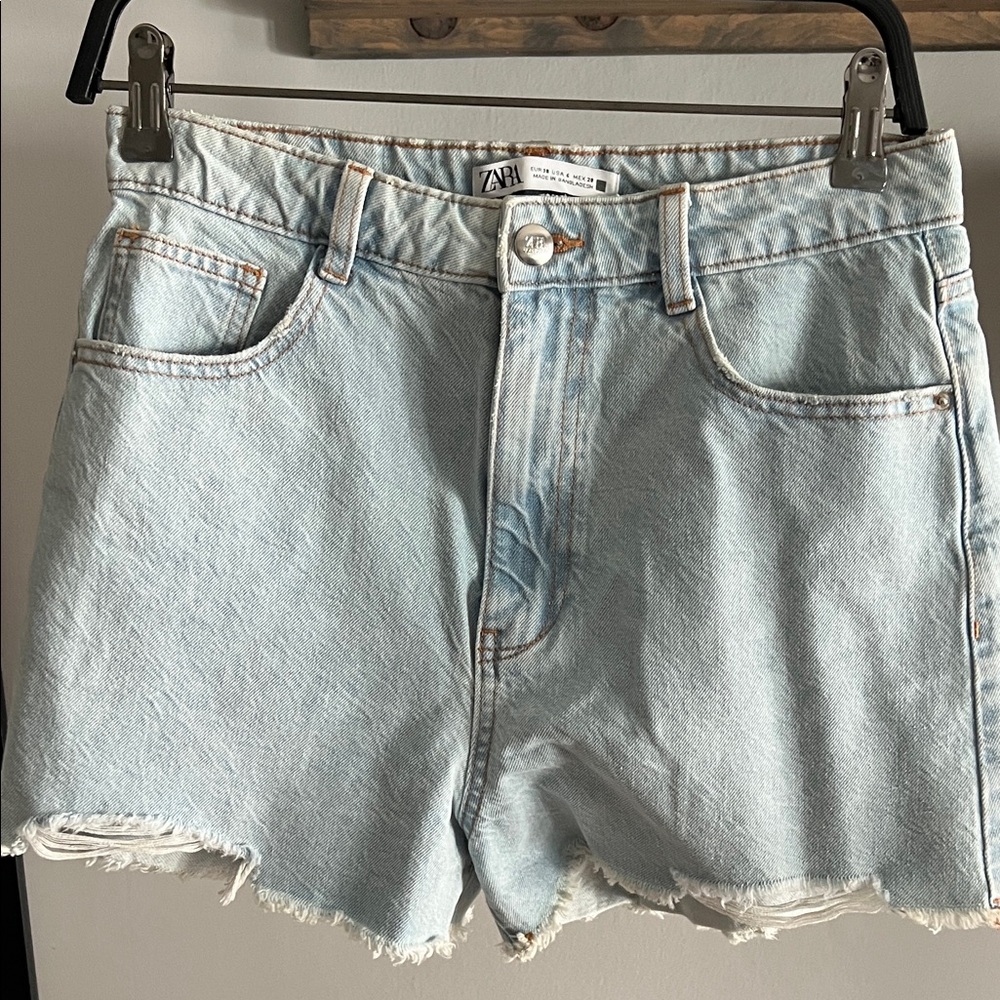 Zara Sky Blue Jean Shorts for Women